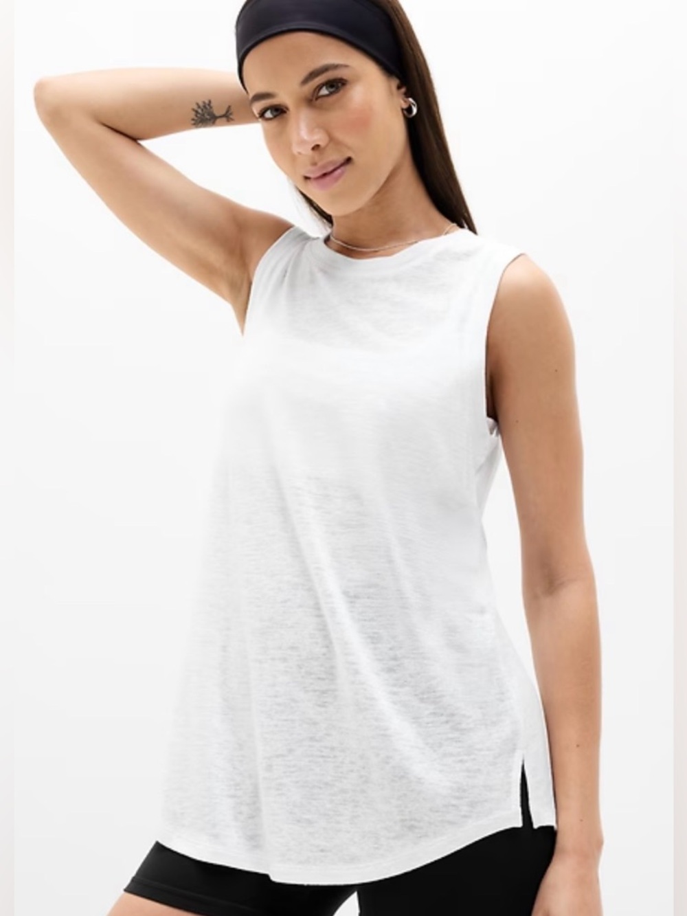 NWT Athleta Breezy Tank White Sleeveless Crewneck Tank- XS